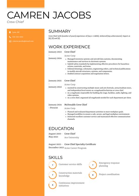 Crew Chief Resume Examples and Templates