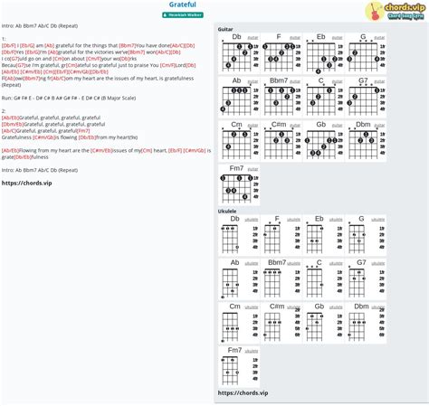 Hợp âm: Grateful - cảm âm, tab guitar, ukulele - lời bài hát | chords.vip