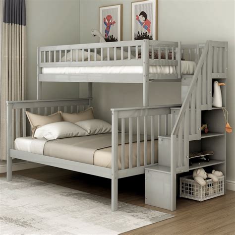Harper&Bright Designs Twin Over Full Bunk Bed with Stairs and Storage for Kids, Multiple Colors ...