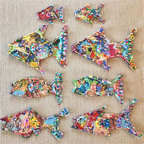 Mixed Media Fish in all shapes and sizes. These are the smallest ones ...