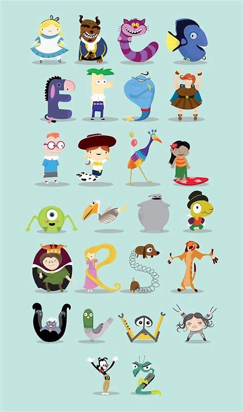 Animated characters abc by mjdaluz | Disney alphabet, Disney, Abc art