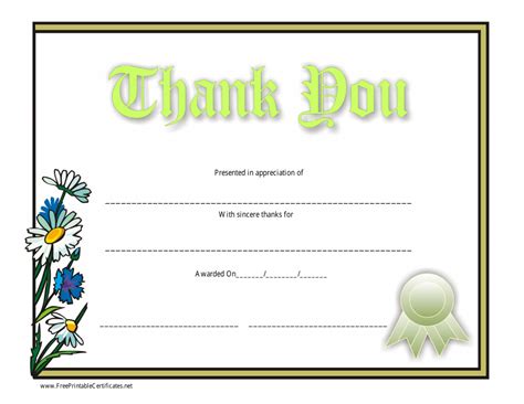 Free Printable Thank You Certificate Template