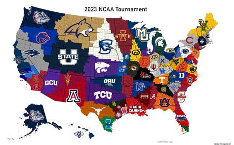 Closest 2023 NCAA Tournament Team to Each US County : r/CollegeBasketball