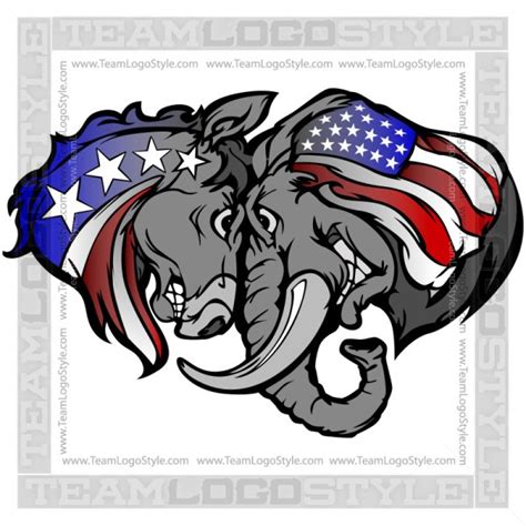 American Politics Clip Art - Vector Clipart Donkey and Elephant