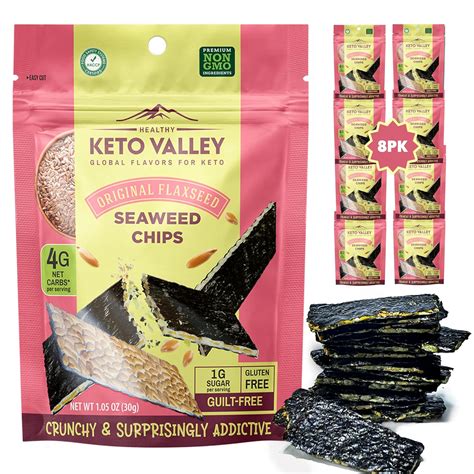 Amazon.com: Keto Valley Seaweed Snacks - 4g Net Carbs - Original Flaxseed - Low Carb Keto ...