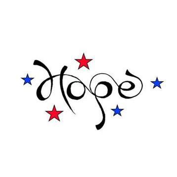 Hope Tattoo Design - Fancy Joined Script and Stars - TattooWoo.com