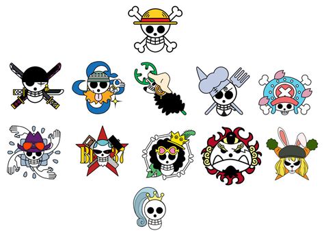 ONE PIECE Straw Hat crew's jolly rogers by jurassicdinodrew on DeviantArt