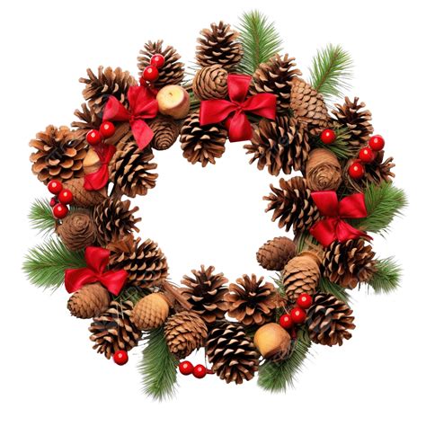 Christmas Wreath Made Of Fir Branches, Cones, Red Apples, Christmas Pine PNG Transparent Image ...