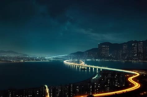 Premium AI Image | The city at night blue sky