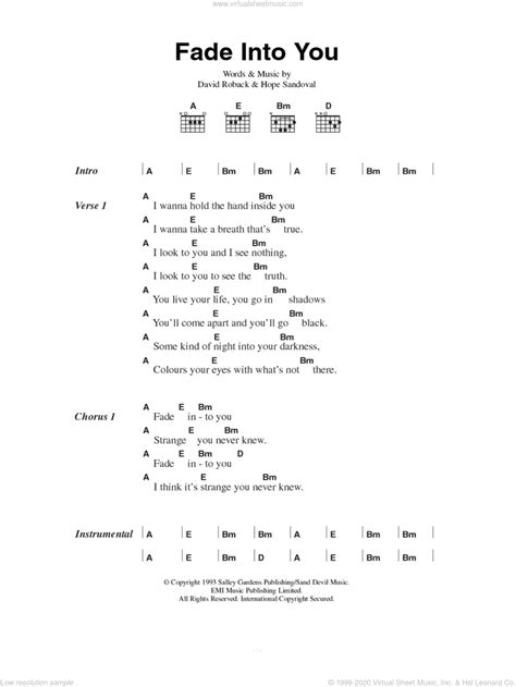 Star - Fade Into You sheet music for guitar (chords) [PDF]