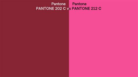 Pantone 202 C vs PANTONE 212 C side by side comparison