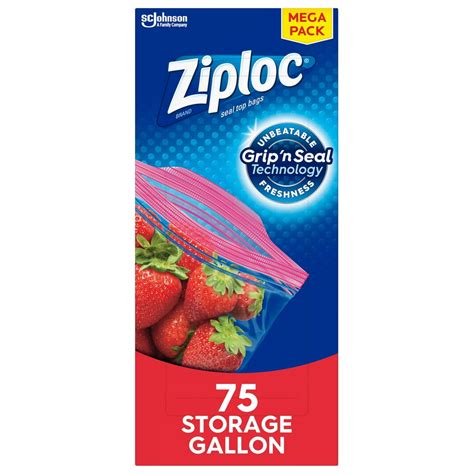 Ziploc Brand Storage Gallon Bags with Grip 'n Seal Technology, 75 Count - Walmart.com - Walmart.com