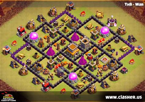 Town Hall 8 - WAR Base Map #1 - Clash of Clans | Clasher.us