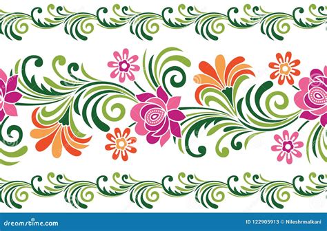 Seamless Colorful Fancy Floral Border Stock Vector - Illustration of fresh, beauty: 122905913