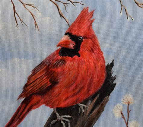 Framed Bird Painting: Male Cardinal Cardinal Painting - Etsy