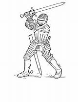 Medieval Knight Drawing Sketch Coloring Page sketch template