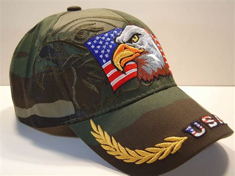 WHOLESALE NEW! EAGLE USA FLAG MILITARY CAP HAT CAMO - Men's Hats