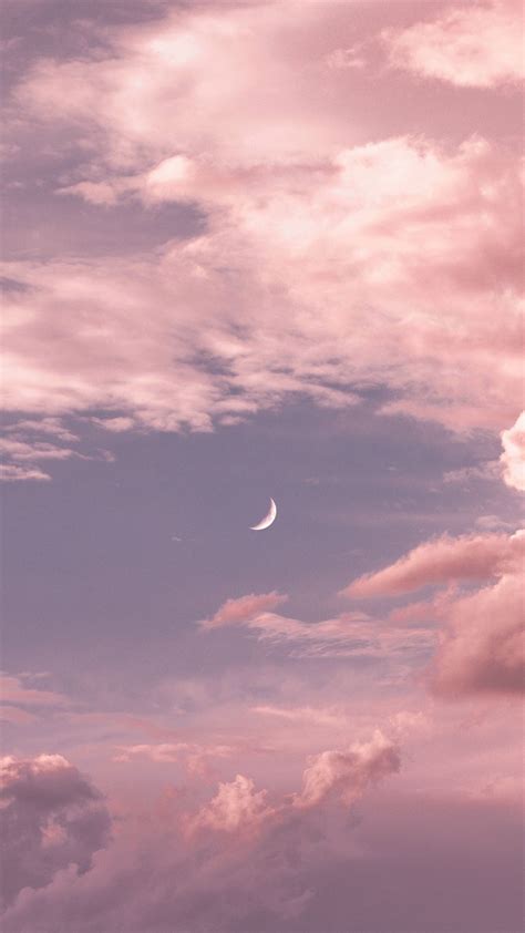 Pink Clouds Moon Sky Wallpaper - Free Wallpapers for Apple iPhone And Samsung Galaxy.