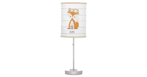 Fox Floral Gray Wood Personalized Lamp | Zazzle