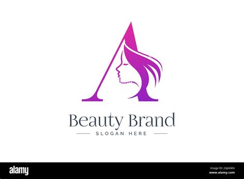 Letter A beauty logo design. Woman face silhouette isolated on letter A Stock Photo - Alamy