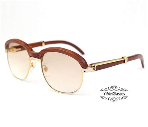 Cartier Wooden Sunglasses Retro Full Frame CT1116 - Yimeiglasses