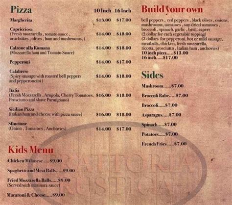 Menu for Trattoria Rustica (639 N Stephanie St Henderson , 89014)