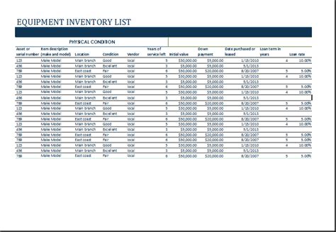 Equipment Inventory Log MS Excel Editable Template | Word & Excel Templates | Excel templates ...