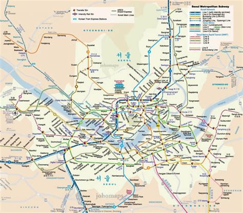 Seoul metro map - Map of Seoul metro (South Korea)