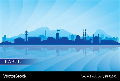 Kabul city skyline silhouette background Vector Image