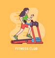 Cute sports girl running on treadmill Royalty Free Vector