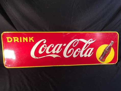 VINTAGE COCA-COLA ADVERTISING SIGN, MADE IN CANADA IN 1940 BY ST. THOMAS METAL SIGNS, LTD., 57''