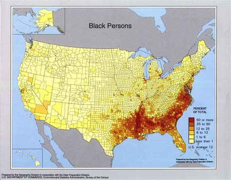 A map of the Black percentage of the population in the U.S. in 1990 [1280 x 997]. : MapPorn