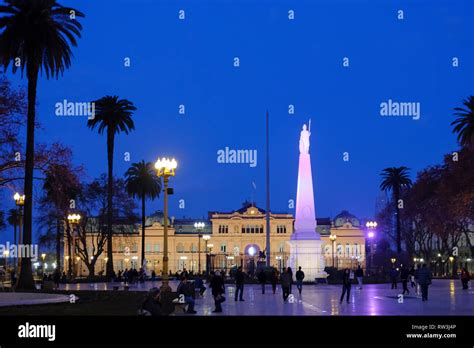 Plaza De Mayo with Piramide De Mayo and Casa Rosada, main city square ...