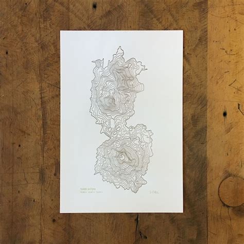 Three Sisters Topographic Map Letterpress Print 12 X - Etsy