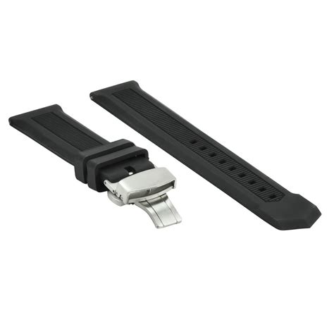 22MM RUBBER WATCH BAND STRAP BUTTERFLY CLASP FOR TAG HEUER AQUARACER BLACK SHINY | Ewatchparts