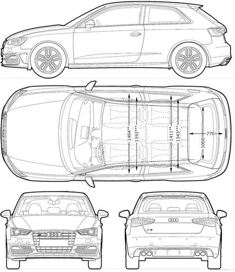 Audi S3 | Blueprints, Paper model car, Car design sketch