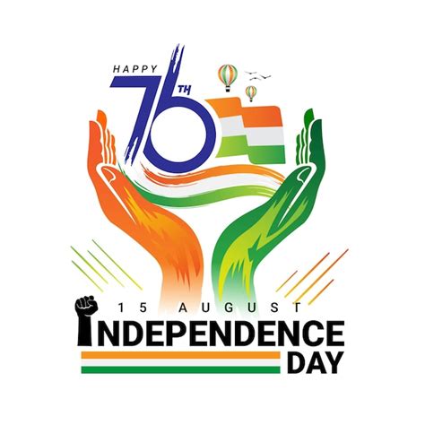 Premium Vector | 76th Indian independence day logo design with tiranga