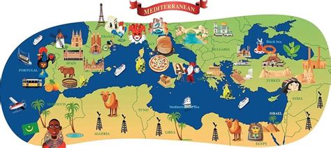 Mapas de los paises de la región del Mar Mediterraneo Cartoon Map ...