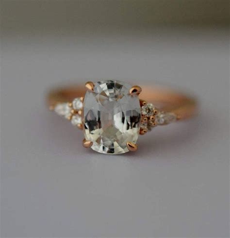 Etsy Engagement Ring Rose gold engagement ring White Sapphire ring ...