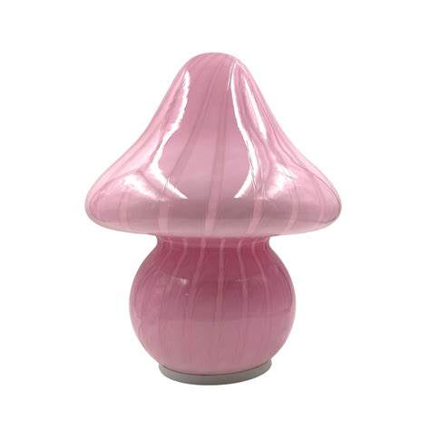 Vintage mushroom pink Murano glass table lamp, Italy 1980s