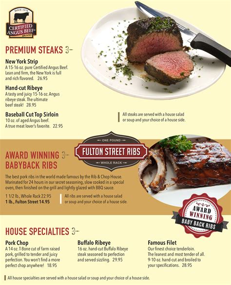 Rib And Chop House menu – SLC menu