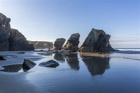 As Catedrais Beach or Praia De Aguas Santas in Galicia at Low Tide ...