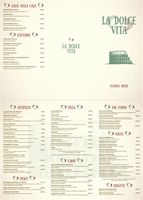 Main Menus - La Dolce Vita Dumfries