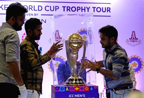 ICC Cricket World Cup 2023 trophy on display