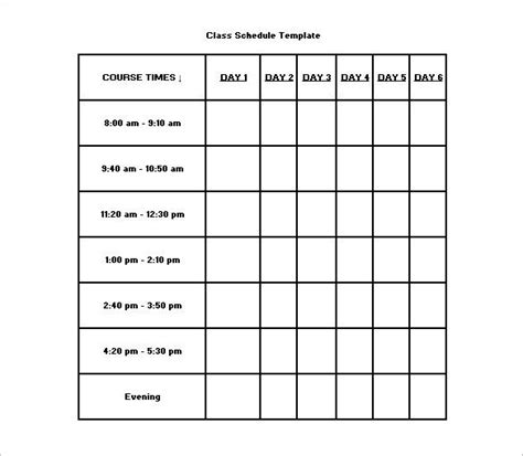 Class Schedule Template – 8+ Free Sample, Example Format Download! | Free & Premium Templates ...