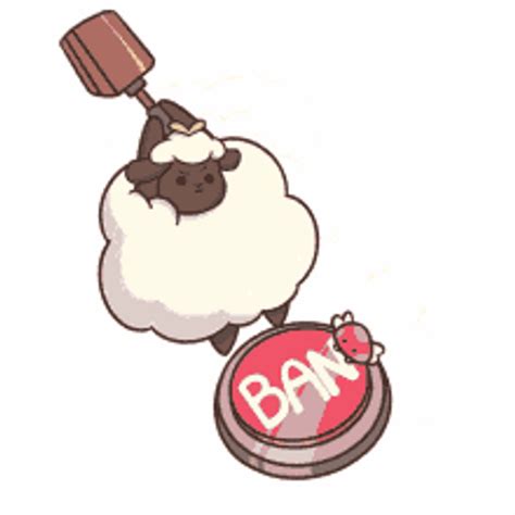 Cute Animated Sheep Hit Ban Hammer Button GIF | GIFDB.com