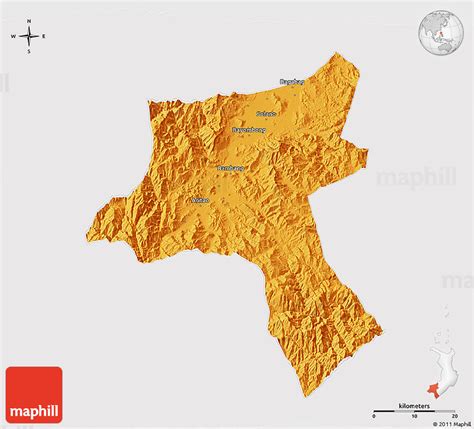 Political 3D Map of Nueva Vizcaya, cropped outside