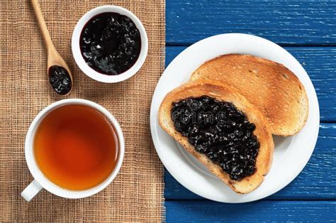 Tea and Toasted Bread with Jam Stock Image - Image of bowl, rustic: 113137809