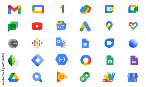 Google products and programs logo on a white background. Google icons ...