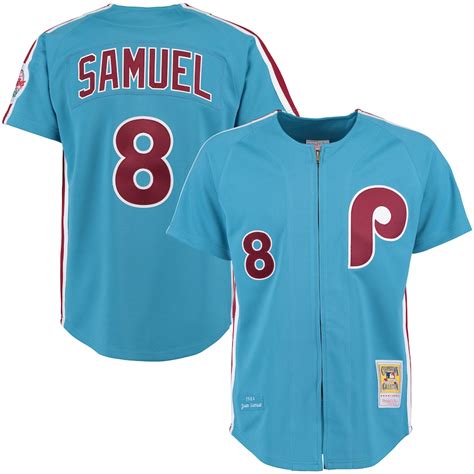 Men's 1983 Philadelphia Phillies Juan Samuel Mitchell & Ness Light Blue ...